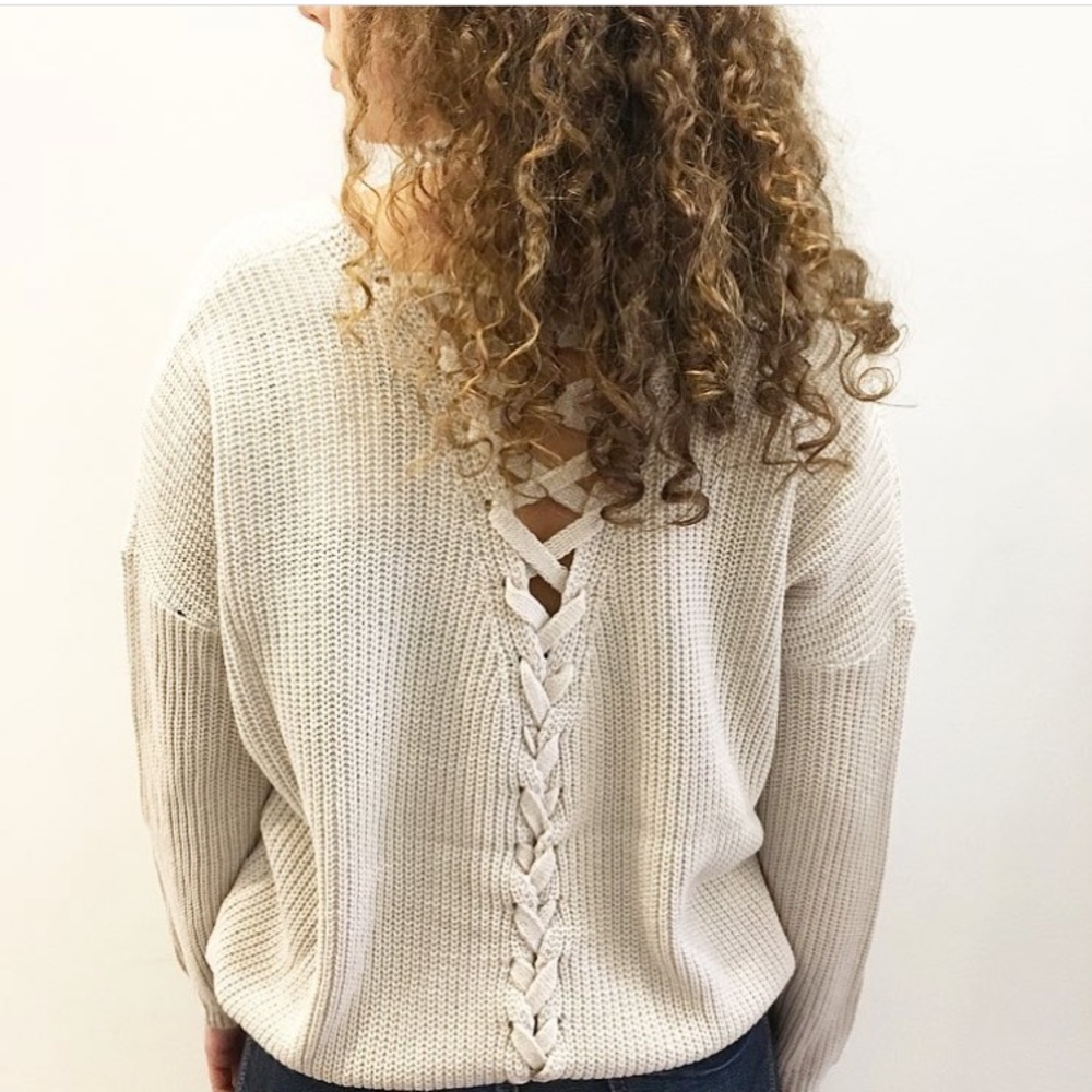 Lace-up Back Sweater